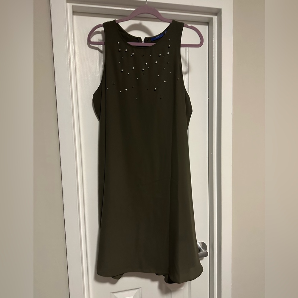 Apt.9 Size XL Army Green Dress with little beads on the front.